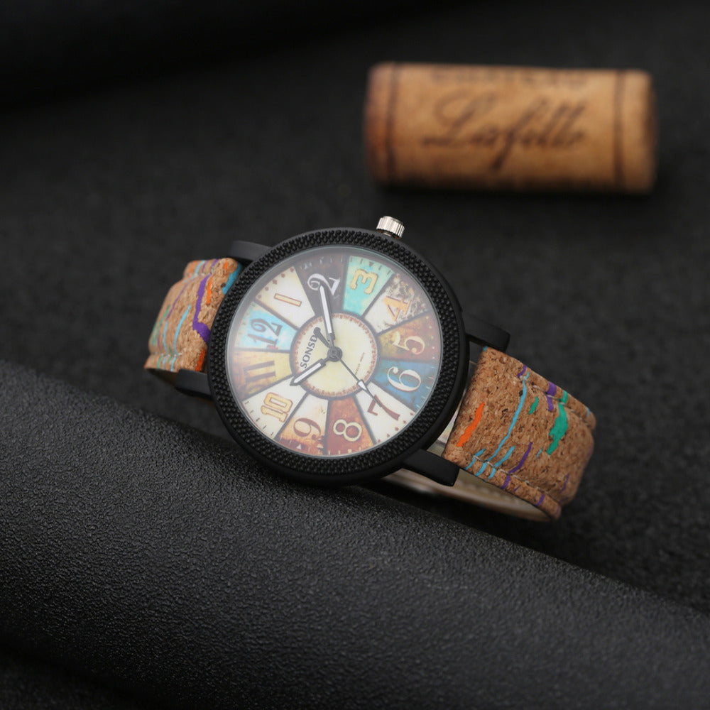 Vintage-Inspired Leather Quartz Watch for Women