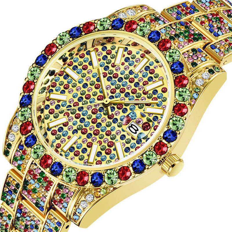 Vibrant Diamond Accent Hip Hop Watch