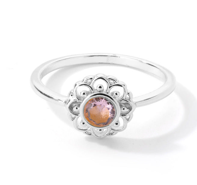 Vintage Golden Lotus & Moon Sun Opal Rings