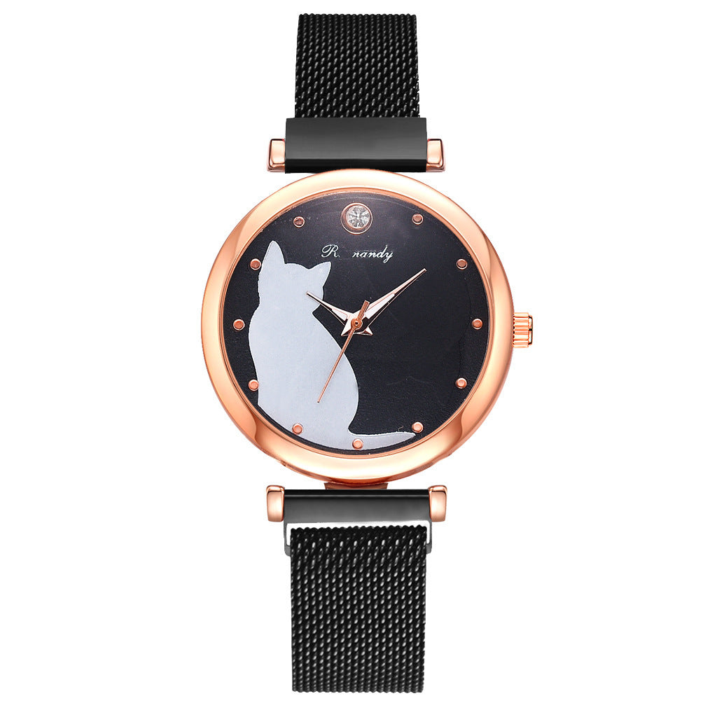Women's 5-Piece Rose Gold Mesh Watch and Bracelet Set