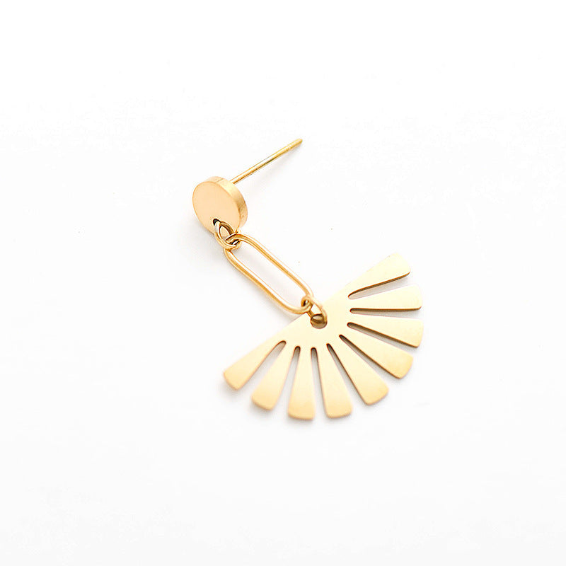 Exquisite Gold Plated Fan-Shaped Stainless Steel Earrings