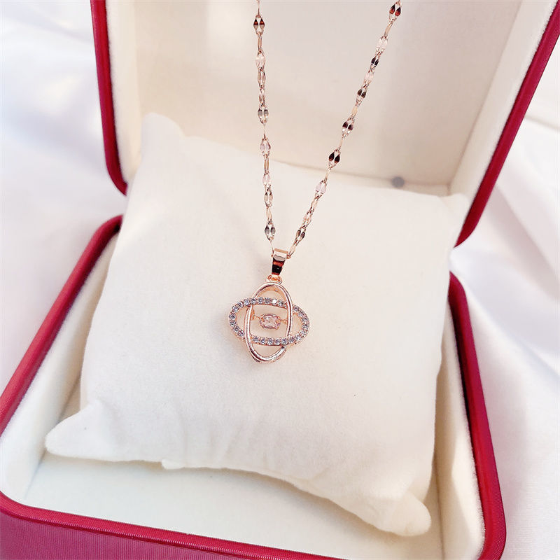 Titanium Steel Perfume Bottle Pendant Necklace - Trendy Zircon Charm