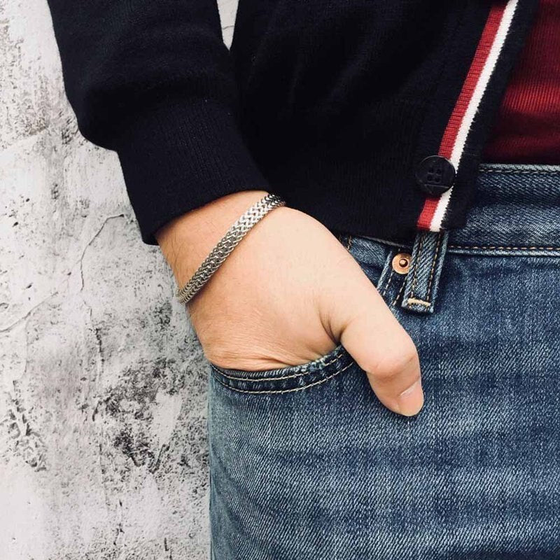Stylish Stainless Steel Link Chain Bracelet for Men