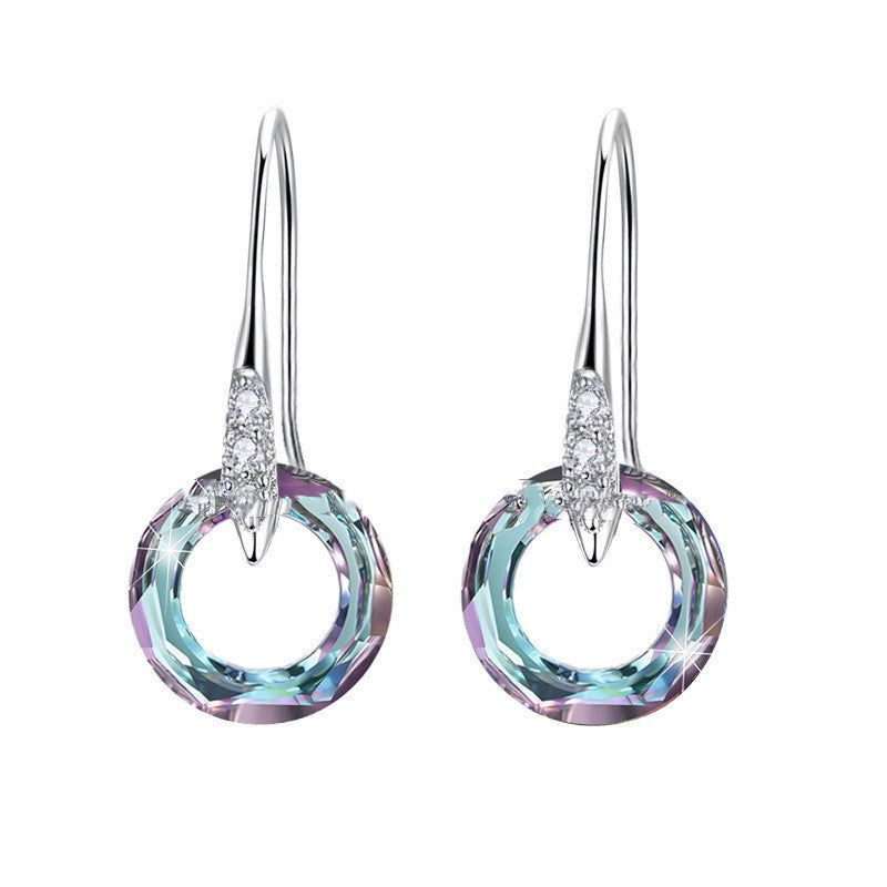 Austrian Crystal S925 Silver Universe Ear Hook Earrings