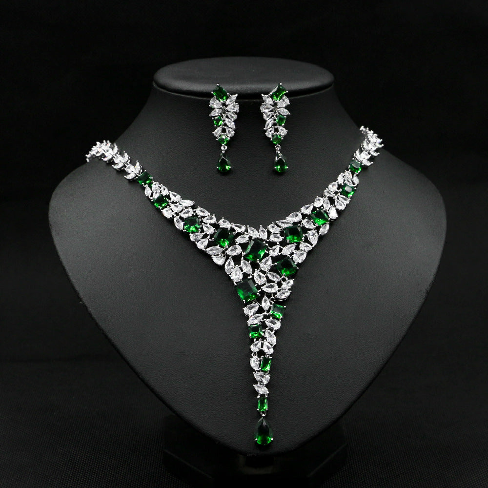 Vibrant Zircon Necklace and Earrings Set
