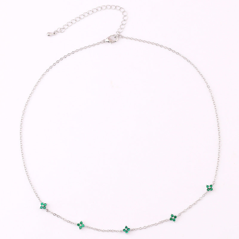 Exquisite Gold Plated Blue Flower Necklace