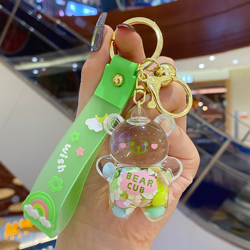 Liquid Oil Bear Keychain