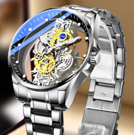 Men's Gold Skeleton Vintage Automatic Quartz Watch