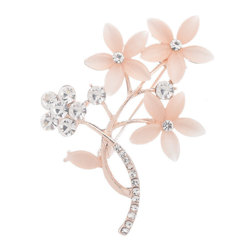 Elegant Opal Flower Corsage Brooch