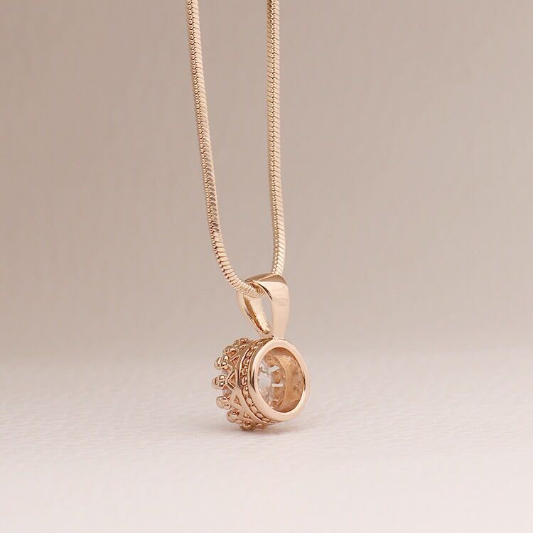 Rose Gold Plated CZ Flower Designer Pendant Set with White Stones