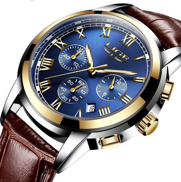 Men's Leather Casual Sport Watch