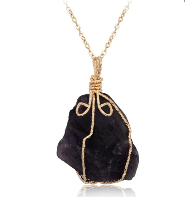 Natural Irregular Crystal Rough Necklace - Unique Stone Pendant