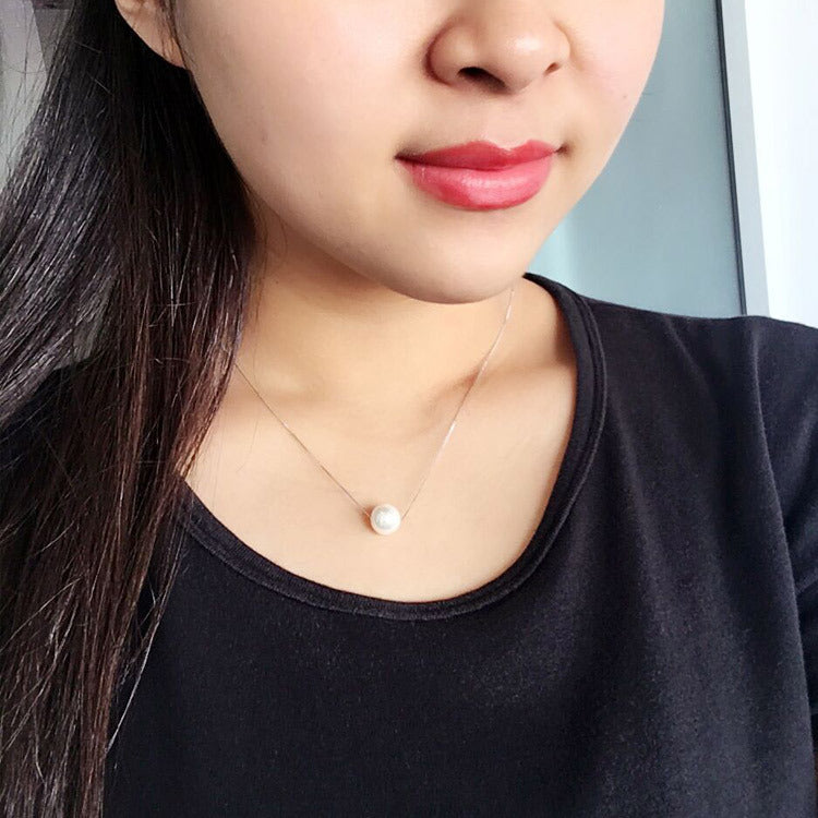 S925 Sterling Silver Fashion Pearl Short Clavicle Chain