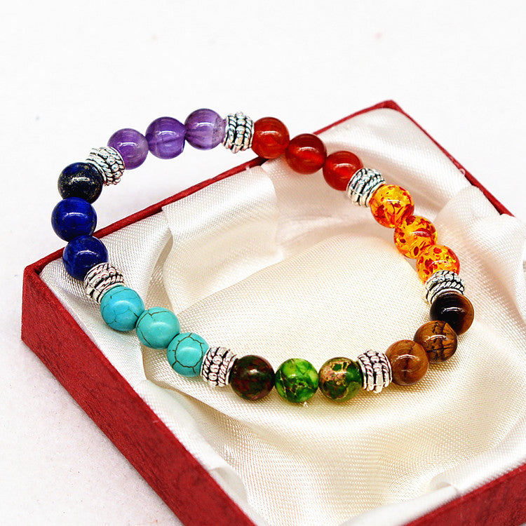 Seven Chakra Natural Stone Yoga Bracelet