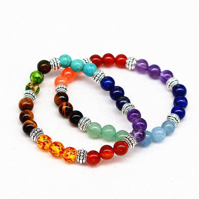 Seven Chakra Natural Stone Yoga Bracelet