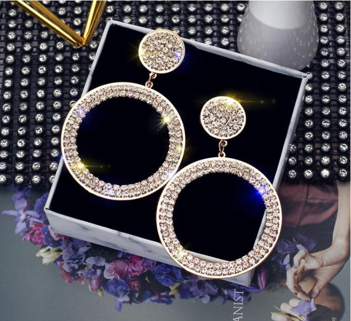 Exaggerated Geometric Circle Hook Earrings