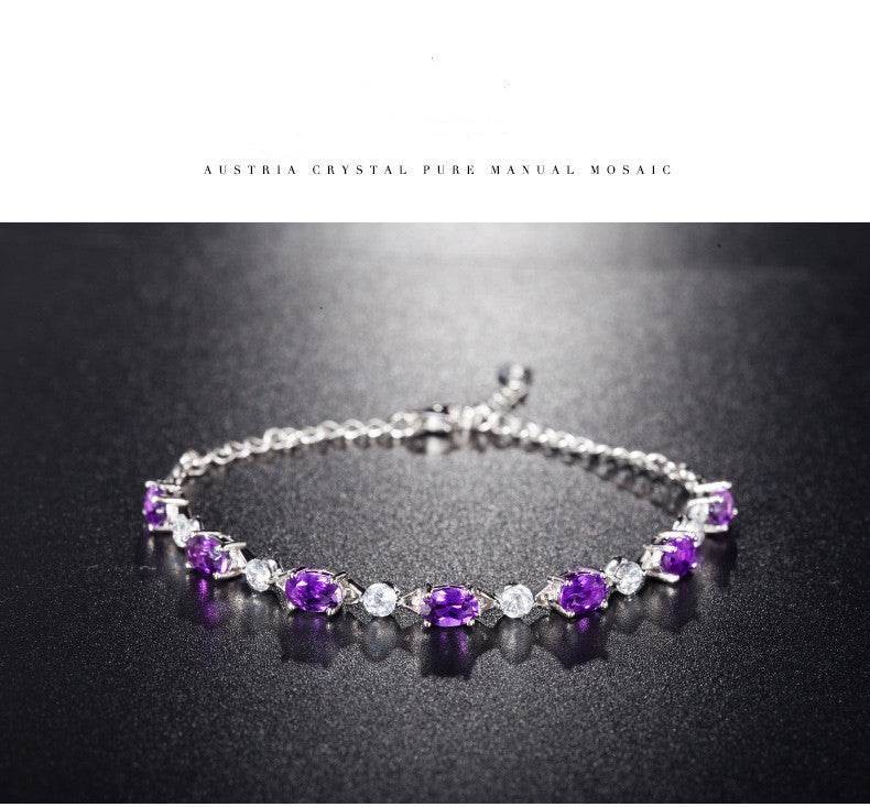 Amethyst Gemstone Silver Bracelet