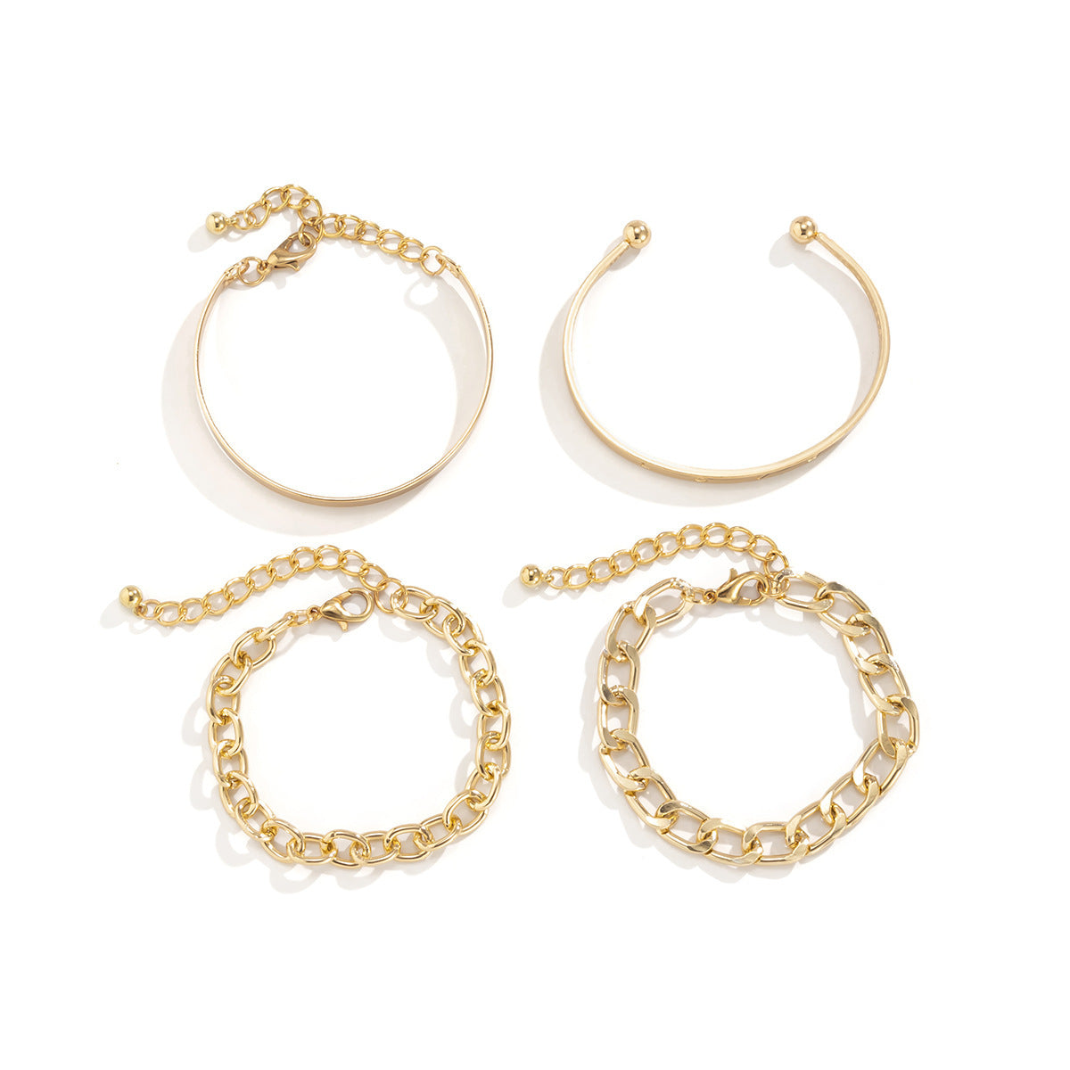 Minimalist Hollow C-Shaped Chain Bracelet Set