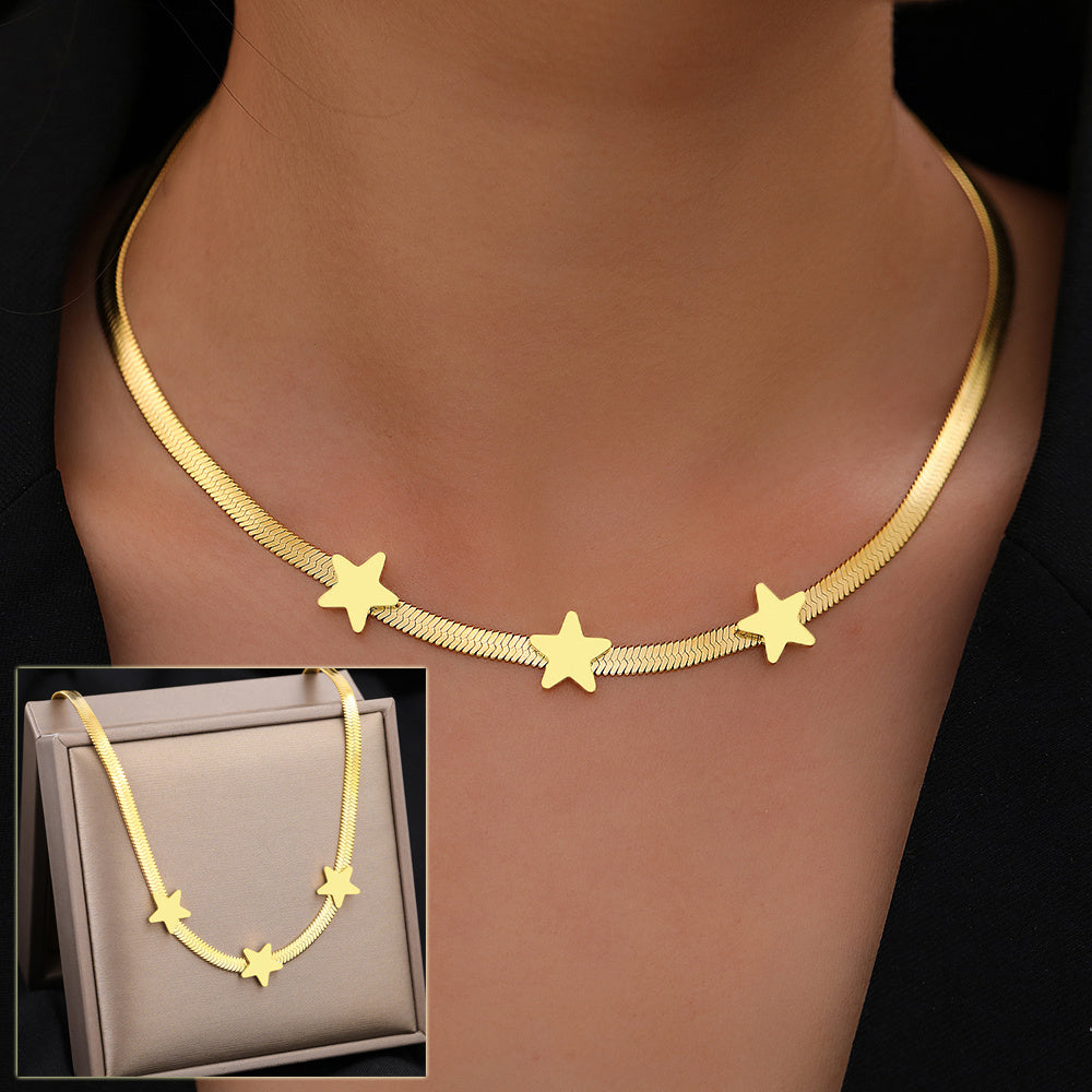 Gothic Blade Snake Chain Choker - Gold Stainless Steel Star Necklace