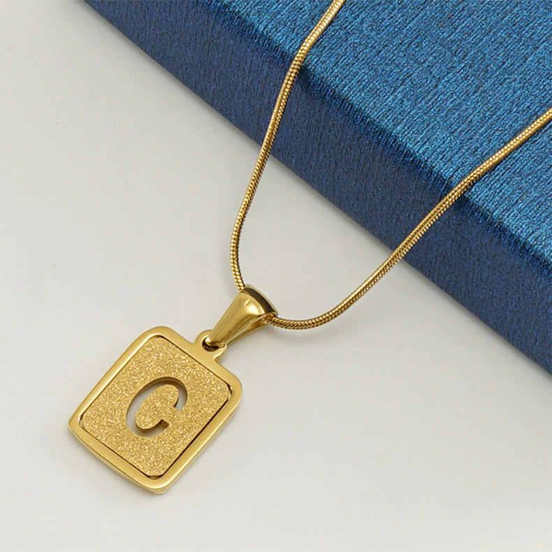 Personalized 18K Gold Plated Alphabet Necklace - Hollow Out Square Letter Pendant