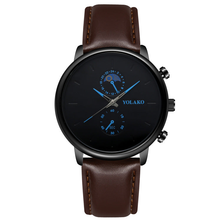 Ultra-thin Quartz Men's Watch with Leatherette Strap