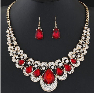 Shiny Rhinestone Necklace and Earring Set
