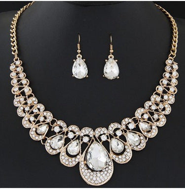 Shiny Rhinestone Necklace and Earring Set