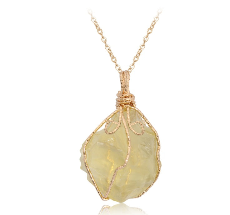 Natural Irregular Crystal Rough Necklace - Unique Stone Pendant