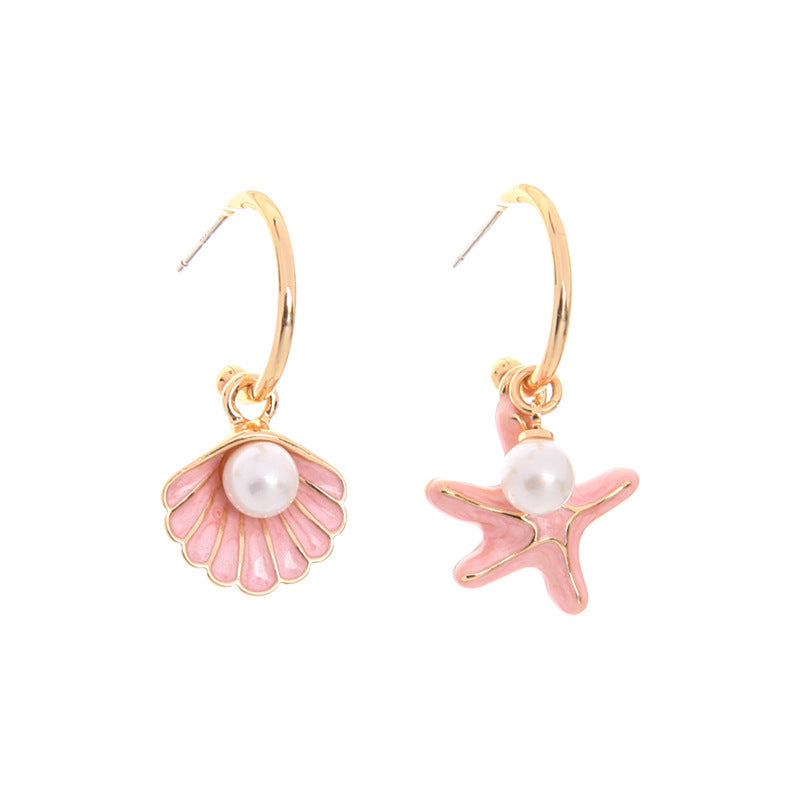 Colorful Shell Pearl Drop Earrings