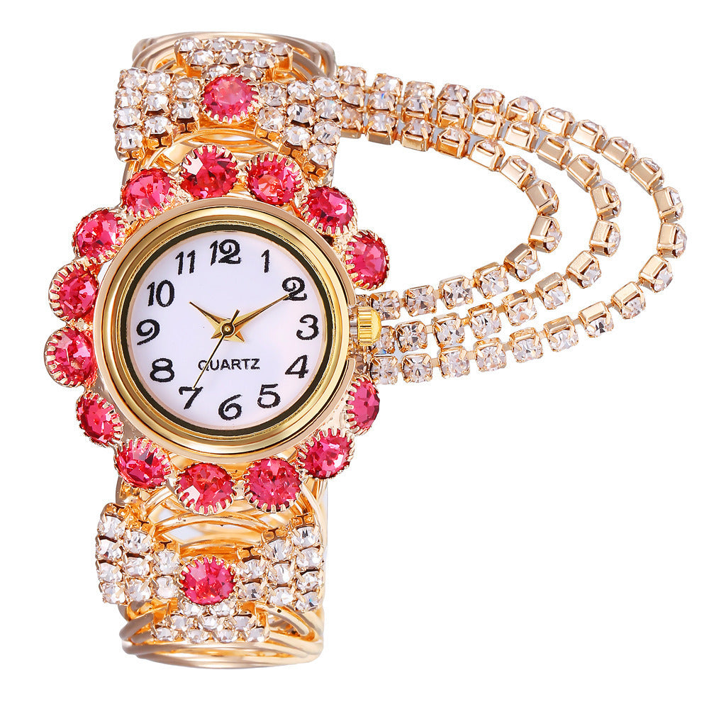Sparkling Diamond Claw Chain Quartz Watch for Women