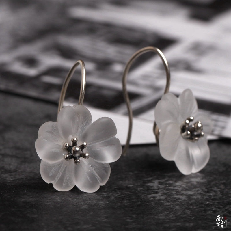 Handcrafted Sterling Silver Crystal Flower Earrings