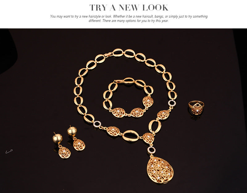 Elegant Gold Plated Four-Piece Jewelry Set