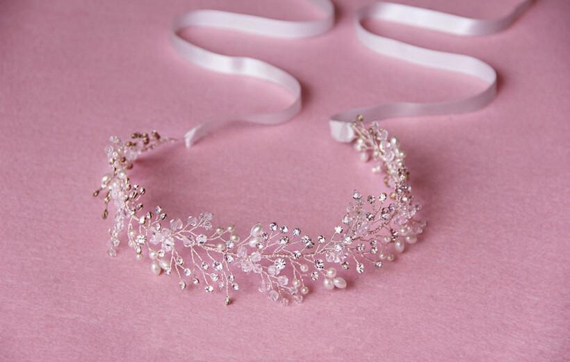 Exquisite Handmade Crystal Bridal Hair Hoop