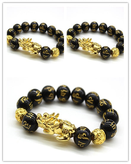 Natural Obsidian Pixiu Bracelet
