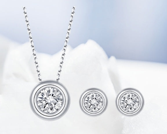 S925 Sterling Silver Round Moissanite Jewelry Set