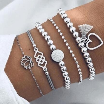 Celestial Charm Bead Chain Bracelet Set