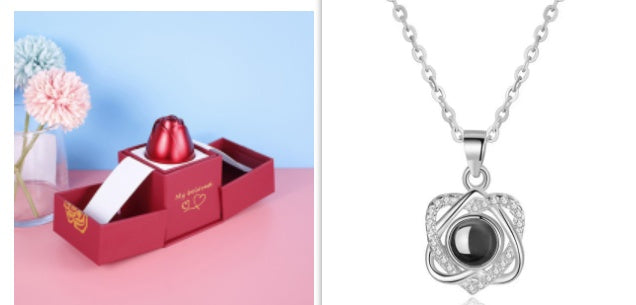 Romantic Rose & Crystal Necklace Gift Set
