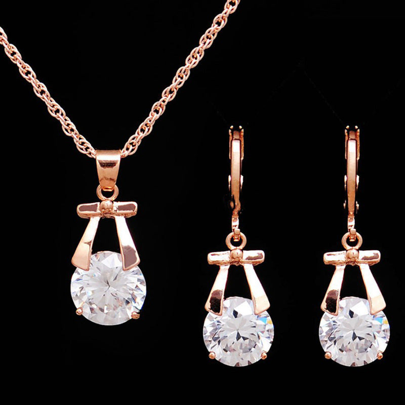 Glistening Bowknot Pendant Set