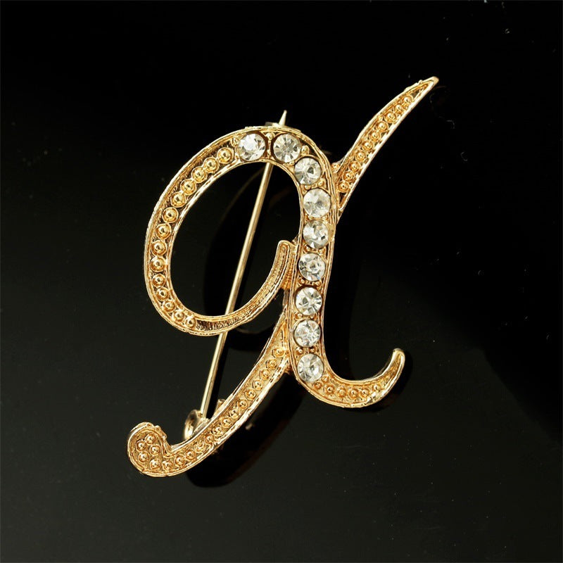 26 English Alphabet Brooch with Diamonds
