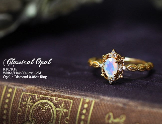 Opal and Diamond Ring in 10k Gold