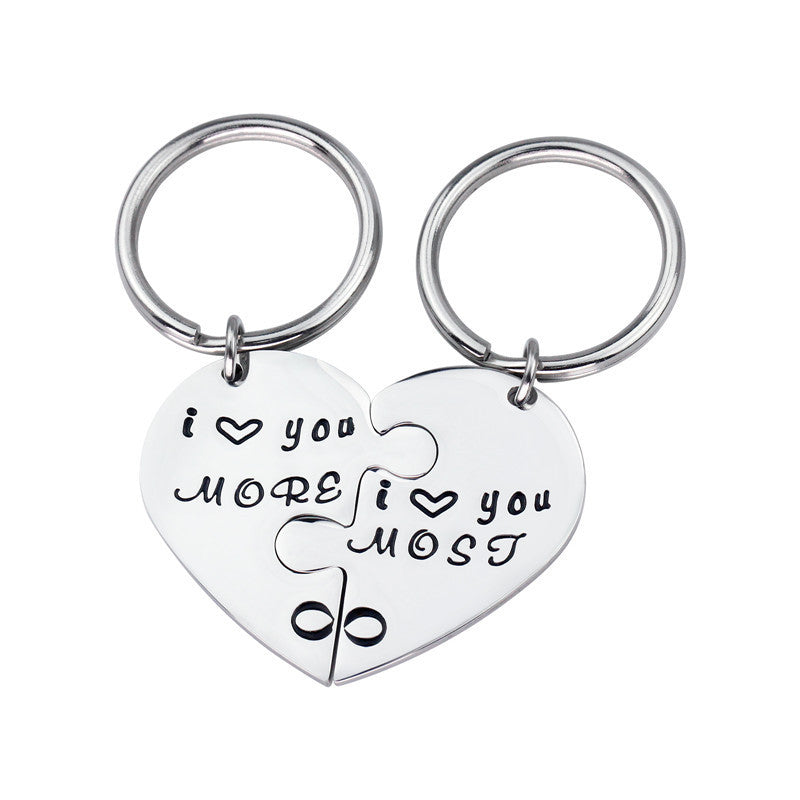 Titanium Steel Peach Heart Keychain