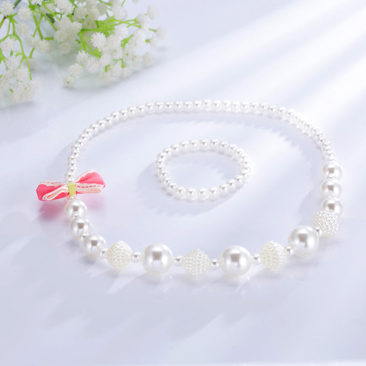 Children's Pearl Necklace & Bracelet Set