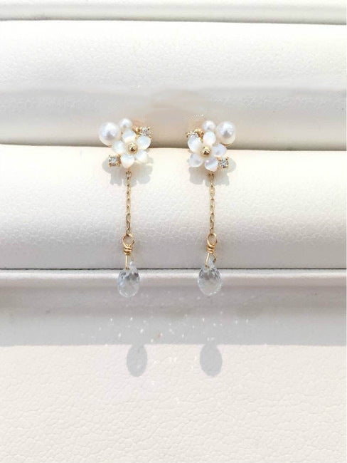 Glimmering Bloom K Gold Sterling Silver & Pearl Pendant Necklace