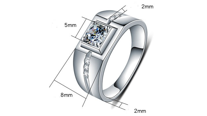 Men's Sterling Silver & Zircon Designer Ring