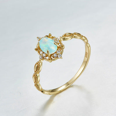 Opal and Diamond Ring in 10k Gold