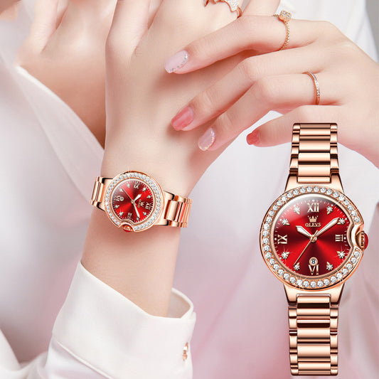 Elegant Rose Gold & Steel Ladies' Waterproof Watch