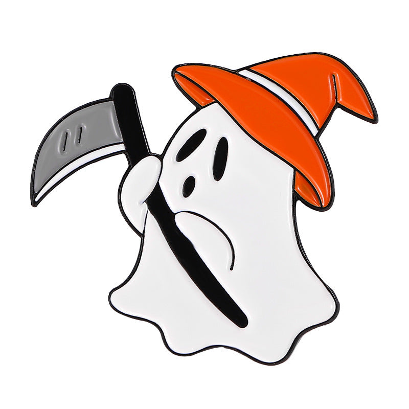 Creative Halloween Pumpkin Head Ghost Brooch