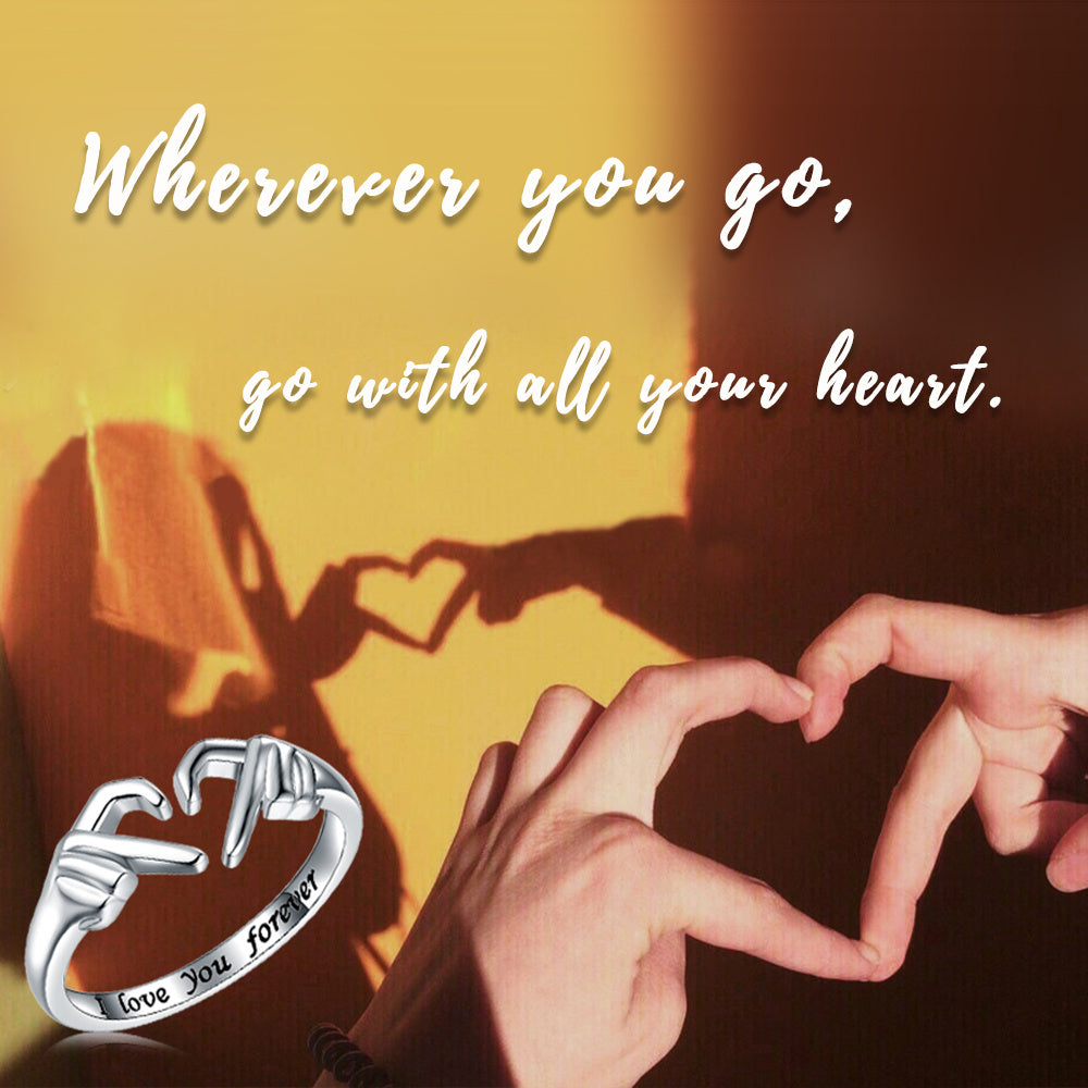 Romantic Heart Hand Hug Fashion Ring