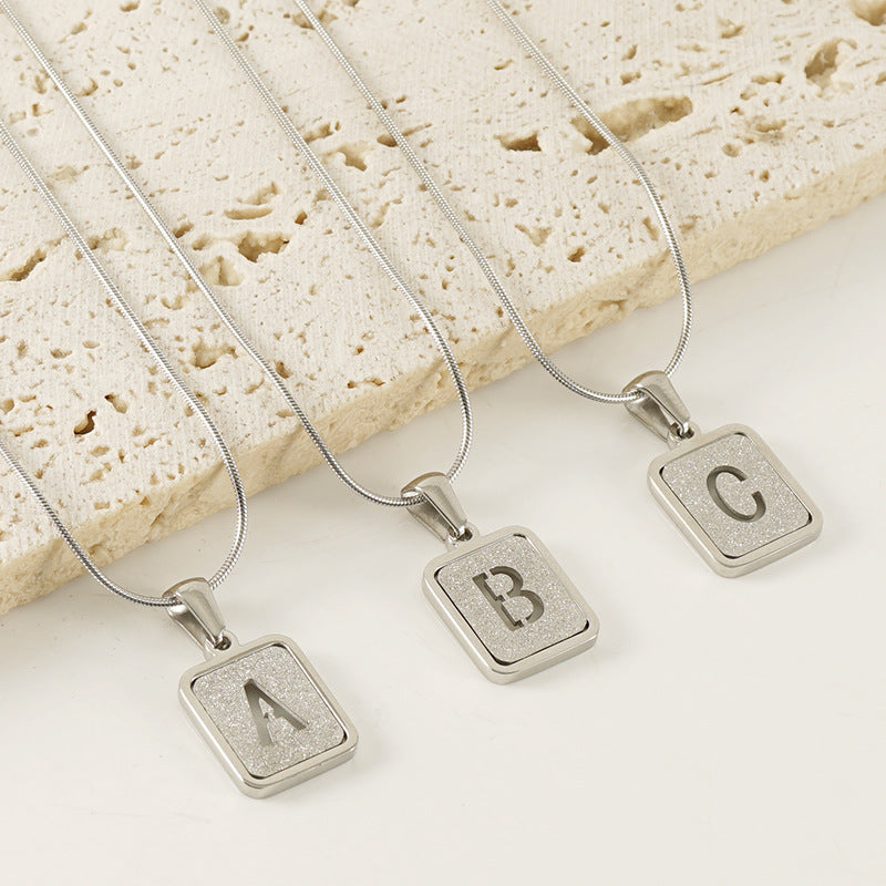Personalized 18K Gold Plated Alphabet Necklace - Hollow Out Square Letter Pendant