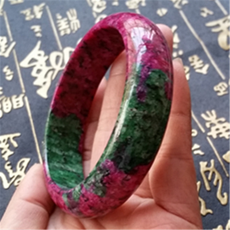 Hand-Polished Peach Blossom Jade Bracelet